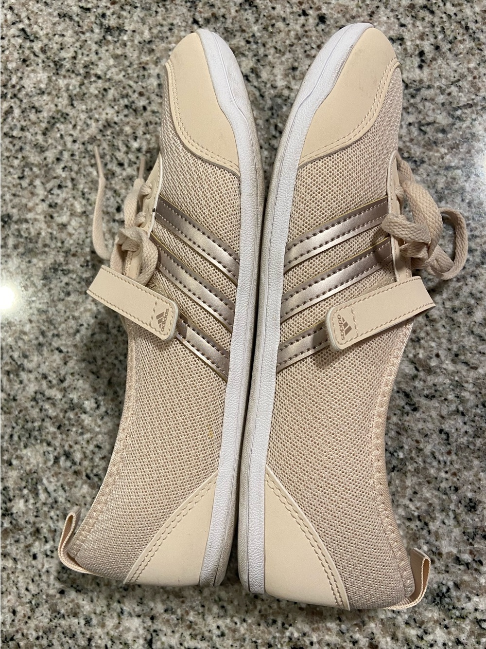 adidas Women's Light Beige Sneakers with Metallic Stripes